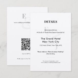 Minimalist Wedding Hotel Details Card QR Code