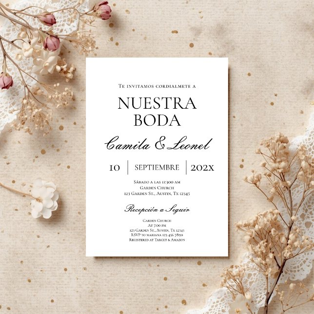 Minimalist Wedding in Spanish Invitation (Creator Uploaded)