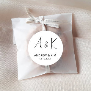 Minimalist Wedding Initials Stickers Custom Labels