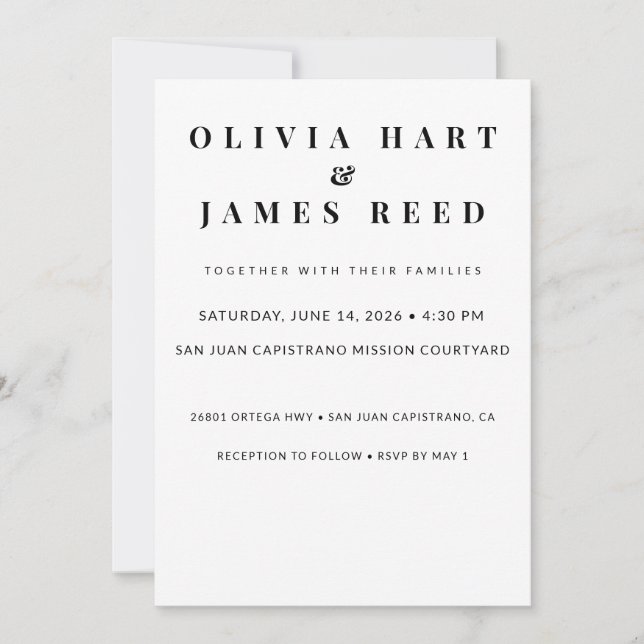 Minimalist Wedding Invitation – Elegant Custom 5x7 (Front)
