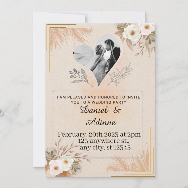 Minimalist Wedding Invitation Template Set (Front)