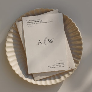 Minimalist Wedding Invitation w Botanical Design