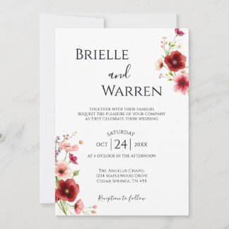 Minimalist Wedding Invitation Wild Flowers