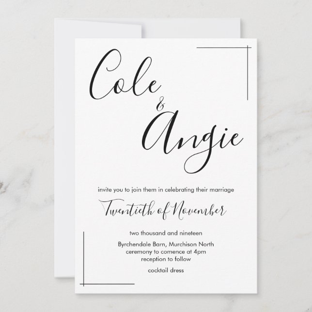 Minimalist Wedding Invitation with Crossed Borders (Front)