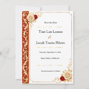 Minimalist Wedding Invitation with Heart Accents