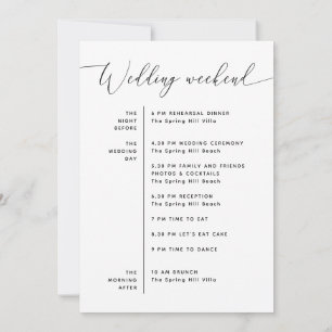 Minimalist Wedding Itinerary Weekend Timeline Invitation