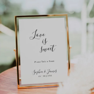 Minimalist Wedding Love Is Sweet Treat Table Sign Invitation