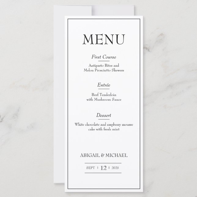 Minimalist Wedding Menu (Front)