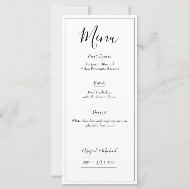 Minimalist Wedding Menu (Front)