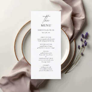 Minimalist Wedding Menu   Elegant Black & White
