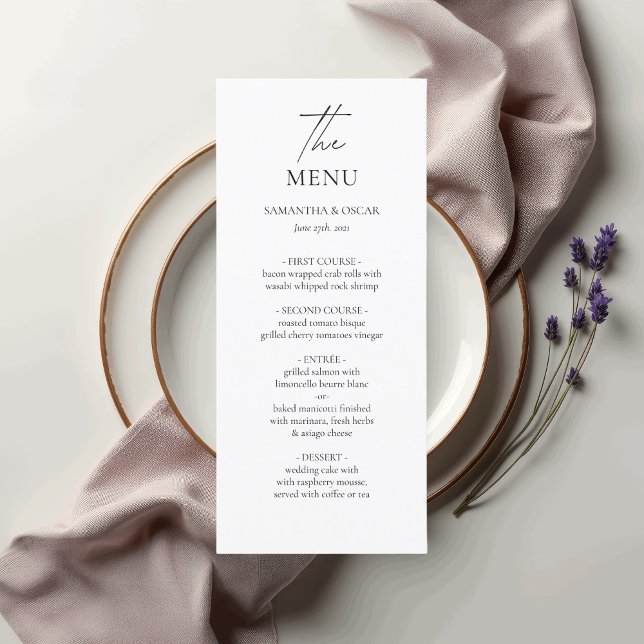 Minimalist Wedding Menu | Elegant Black & White  (Creator Uploaded)