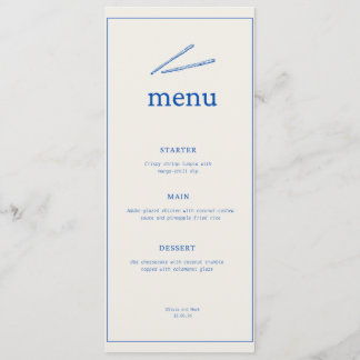 Minimalist Wedding Menu – Elegant Blue Typography