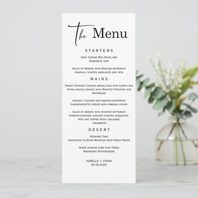 Minimalist Wedding Menu Template (Standing Front)