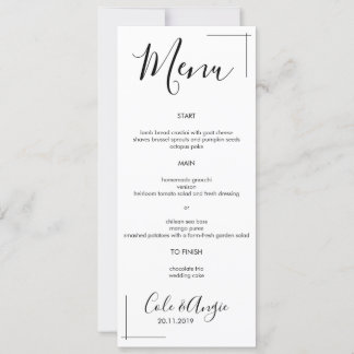 Minimalist Wedding Menu with Crossed Border Invitation