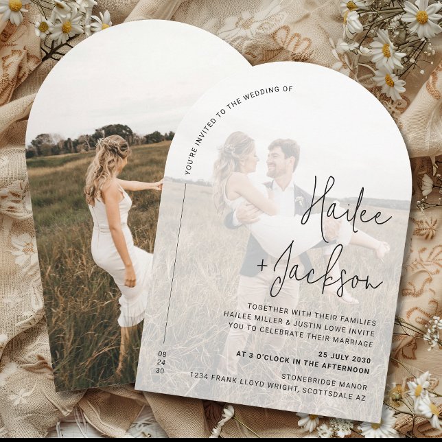 Minimalist Wedding Modern Stylish Photo Overlay Invitation (Creator Uploaded)