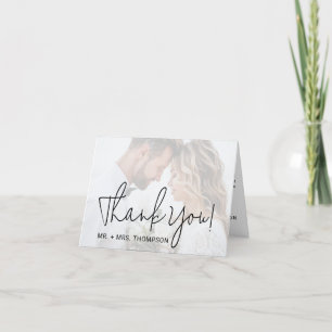 Minimalist Wedding Modern Stylish Photo Overlay Thank You Card