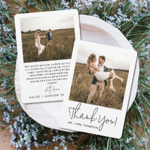 Minimalist Wedding Modern Stylish Script Photo Thank You Card