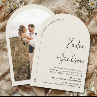 Minimalist Wedding Modern Stylish Simple Photo Invitation