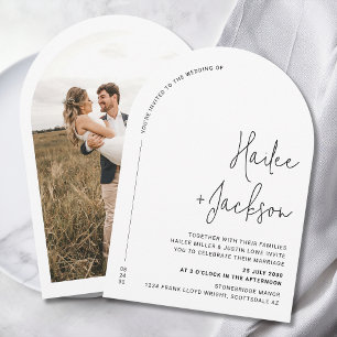 Minimalist Wedding Modern Stylish Simple Photo Invitation