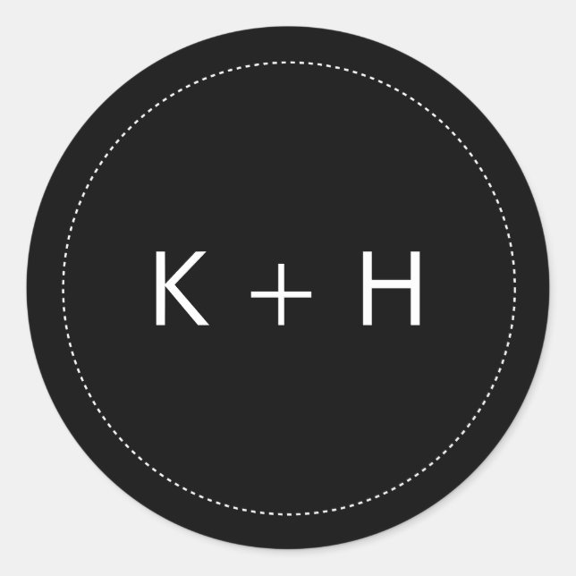 Minimalist Wedding Monogram Classic Round Sticker (Front)