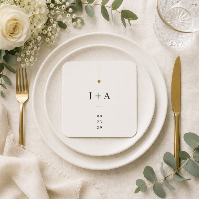Minimalist Wedding Monogram Paper Coaster (Creator Uploaded)