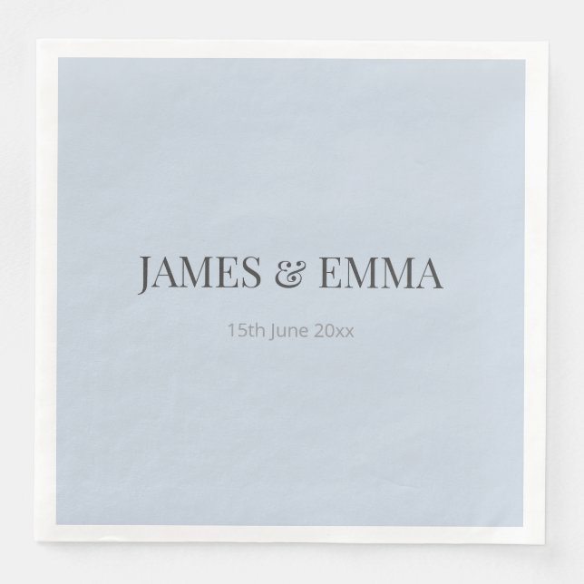 Minimalist Wedding Napkins | Dusky Blue (Front)