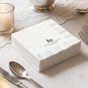 Minimalist Wedding Napkins Personalised Monogram