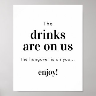 Minimalist Wedding Open Bar Sign | Funny Bar Sign