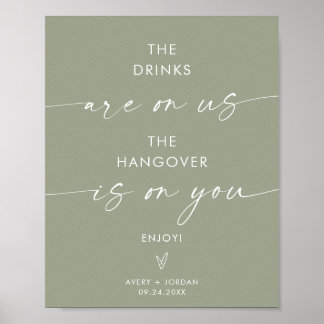 Minimalist Wedding Open Bar Sign | Modern Bar Sign