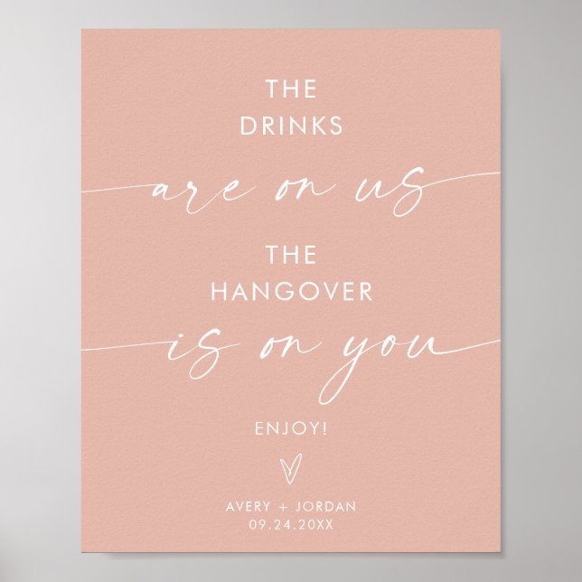 Minimalist Wedding Open Bar Sign | Modern Bar Sign (Front)