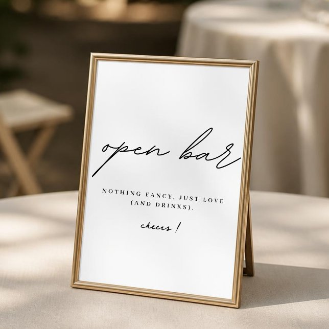 Minimalist Wedding Open Bar Sign Poster (Creator Uploaded)