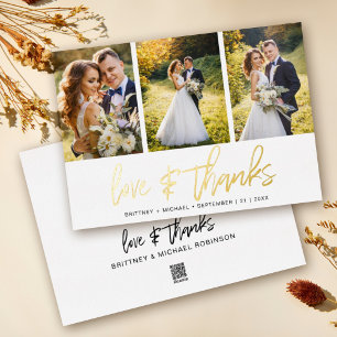 Minimalist Wedding Photo Collage Thank You