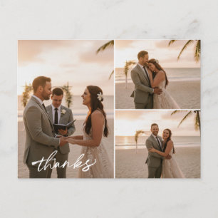 Minimalist Wedding Photo Collage Thank You Card