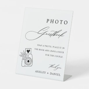 Minimalist Wedding Photo Guestbook Pedestal Sign