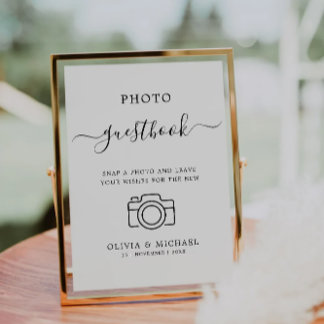 Minimalist Wedding Photo Guestbook Sign, Invitation