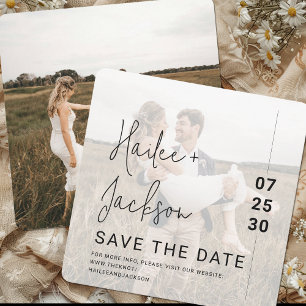 Minimalist Wedding Photo Overlay Simple Square Save The Date