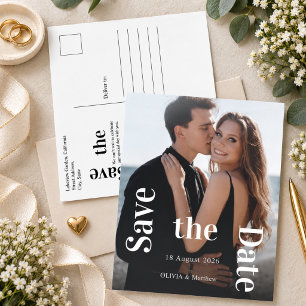 Minimalist Wedding Photo Save the date postcard