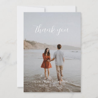 Minimalist Wedding Photo Thank You Card