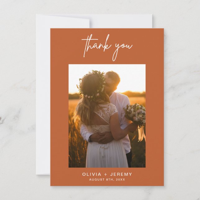 Minimalist Wedding Photo Thank You Card (Front)