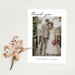 Minimalist Wedding Photo  Thank You Card<br><div class="desc">Minimalist and elegant wedding thank you card featuring script typography. Text and messages can be edited on the back of the card. For more advanced customization of this design,  e.g. changing layout,  font or text size please click the "CUSTOMIZE" button above. Please contact me for any questions!</div>