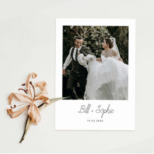 Minimalist Wedding Photo Thank You Card
