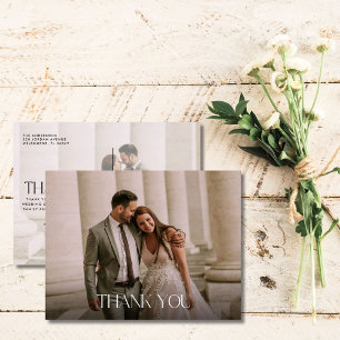 Minimalist Wedding Photo Thank You Postcard