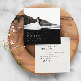 Minimalist Wedding Photographer Photo Square Business Card