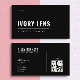Minimalist Wedding Photography   Obsidian Black Business Card