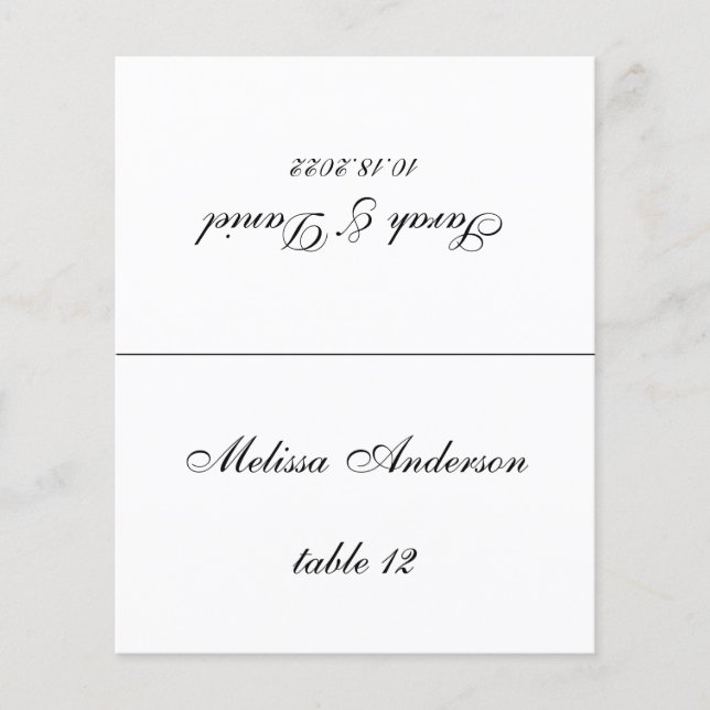 Minimalist Wedding Place Card - Printed Guest Name (Front)