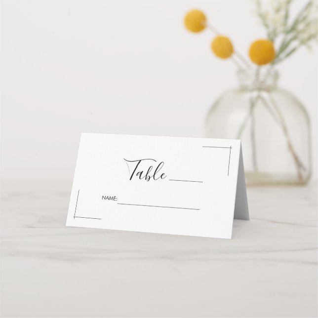 Minimalist Wedding Place Card with Crossed Borders (Front)