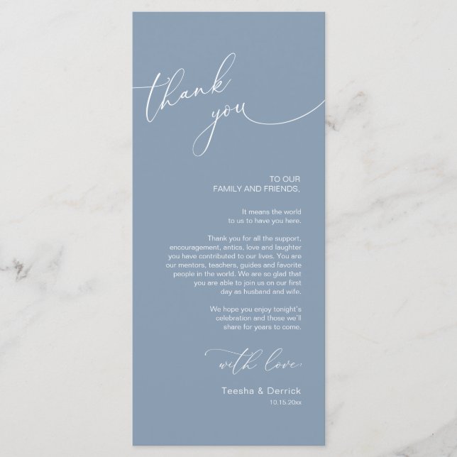 Minimalist Wedding Place Setting Thank You Card (Front)