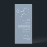 Minimalist Wedding Place Setting Thank You Card<br><div class="desc">This is the Modern romantic classy calligraphy, in dusty blue themed, Place Setting Thank You Cards. Share the love and show your appreciation to your guests, when they sit down at their seat and read this personalised charming thank you place setting card. It's a wonderful way to kick off your...</div>