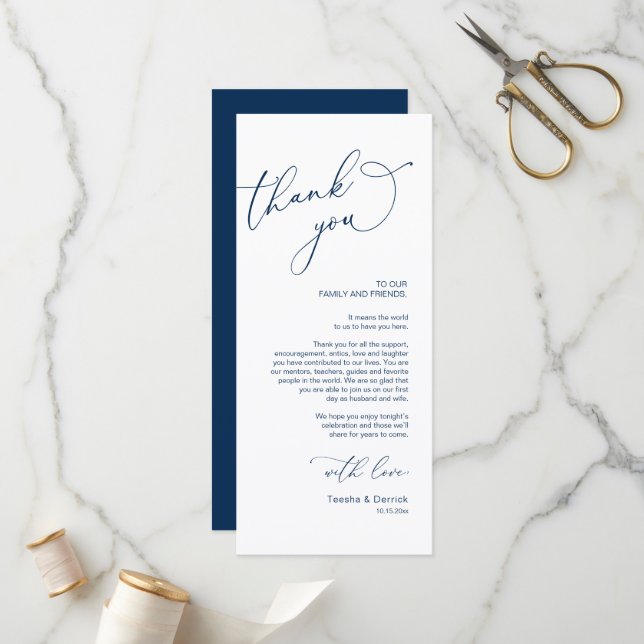 Minimalist Wedding Place Setting Thank You Card (Front/Back In Situ)