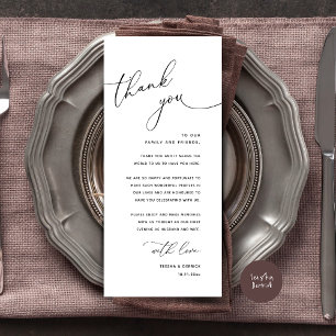 Minimalist Wedding Place Setting Thank You Card